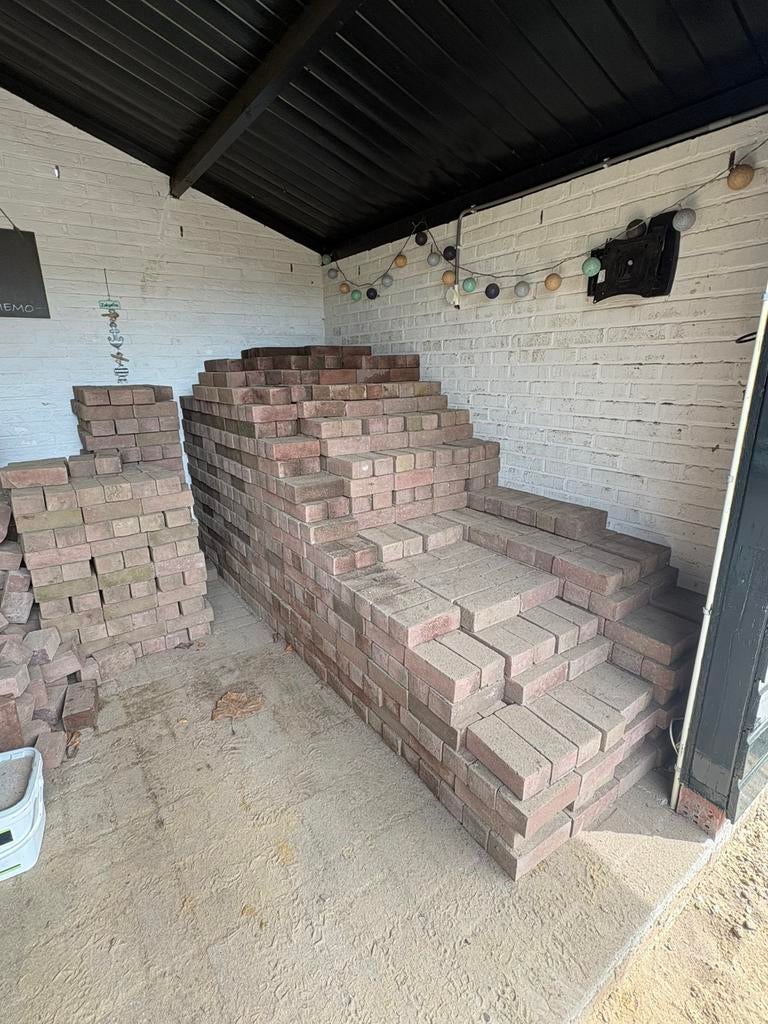 Rood gebakken klinkers, Tuin en Terras, Ophalen, Klinkers, Composiet, Zo goed als nieuw