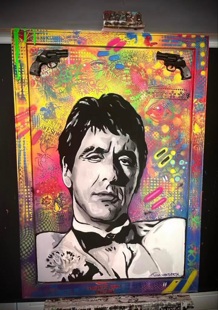 Uniek Tony Montana 'Scarface' kunstwerk - Pop Art Stijl, Ophalen of Verzenden