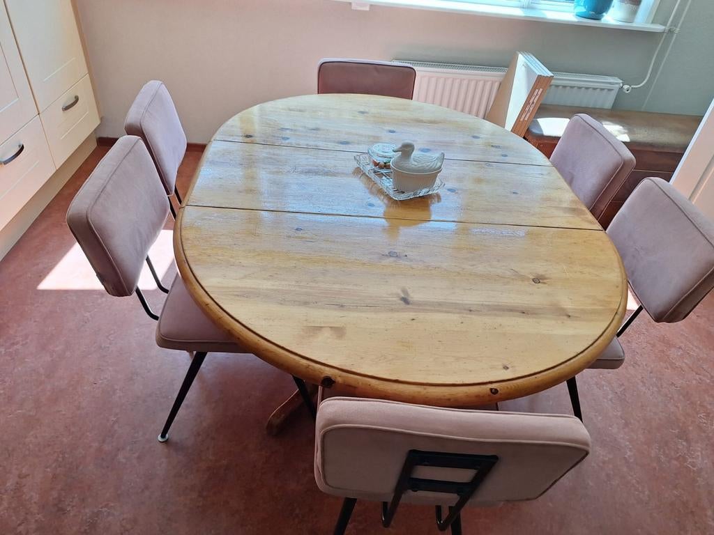 Uitschuifbare ronde eettafel - 120cm tot 160cm, Huis en Inrichting, Tafels | Eettafels, Ophalen, Gebruikt, 100 tot 150 cm, Vijf personen of meer