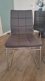 4 Eetkamerstoelen grijs leatherlook, Ophalen, Zo goed als nieuw, Vier, Leer