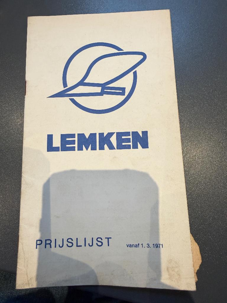 Lemken prijslijst 1971, Ophalen of Verzenden, Overige merken, Onbekend, Gelezen