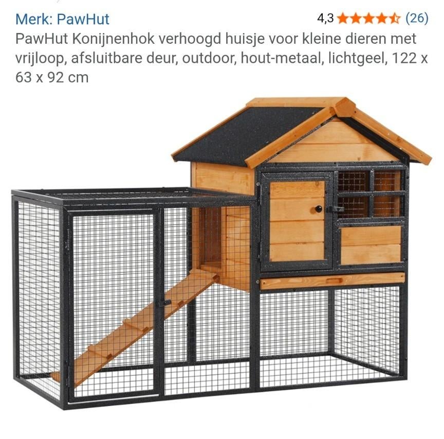 Konijnenhok met metalen ren. Wil de koper uit Emmen reageren, Ophalen, 110 cm of meer, Hok, 90 cm of meer