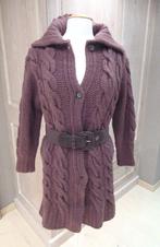 Langere bruine Jackpot cardigan met kabelpatroon, mt Medium, Maat 38/40 (M), Bruin, Verzenden, Jackpot