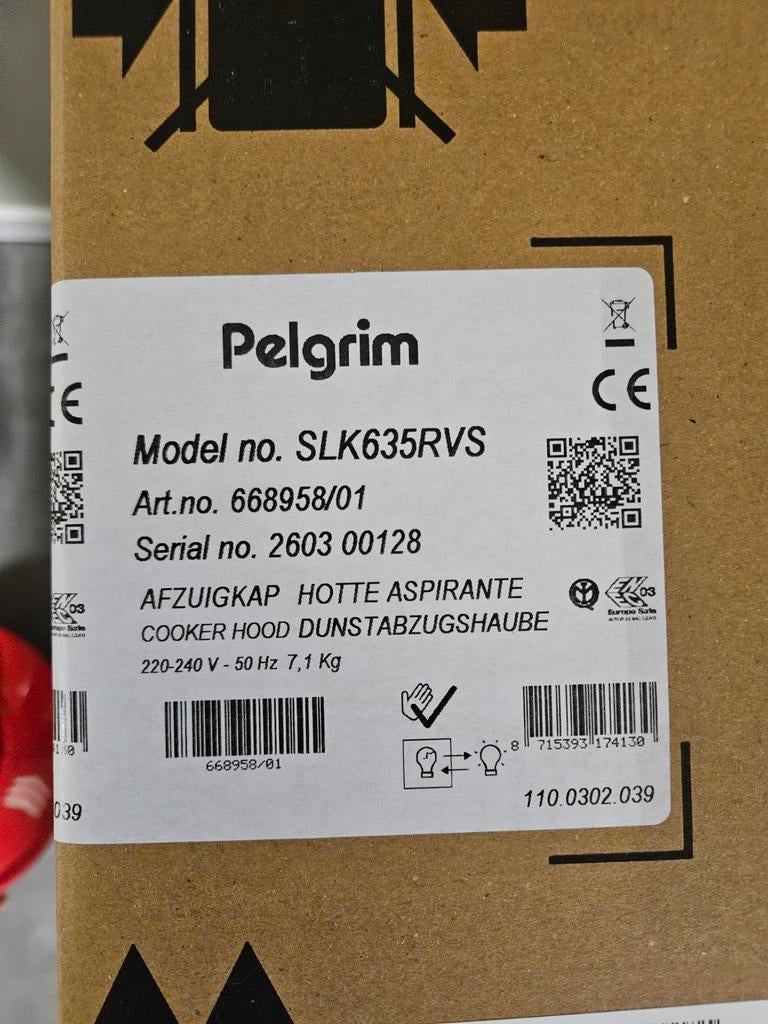 Pelgrim SLK635RVS afzuigkap, Nieuw, Ophalen of Verzenden, Vlakschermkap, Motor