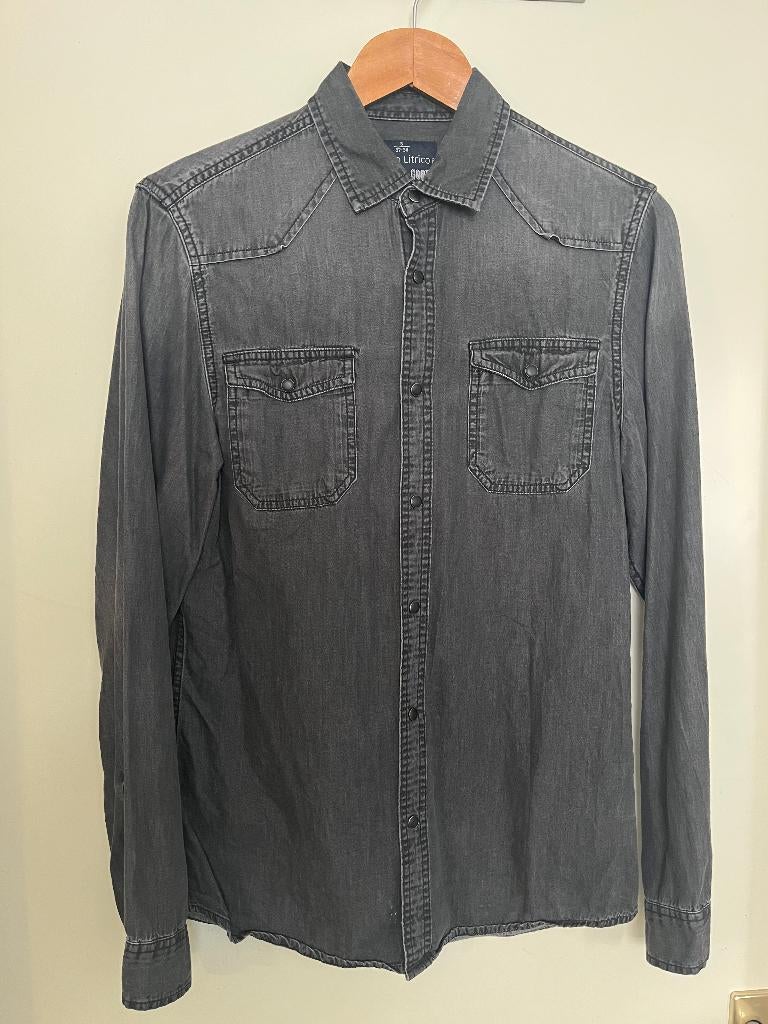 Vintage spijkerblouse zwart Heren, Ophalen of Verzenden, Zo goed als nieuw, Zwart, Halswijdte 38 (S) of kleiner