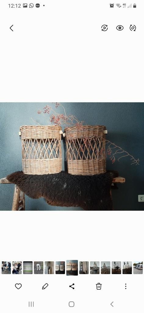 Set van 2 rieten manden / paraplumanden, Gebruikt, Mand, Rond, Ophalen of Verzenden