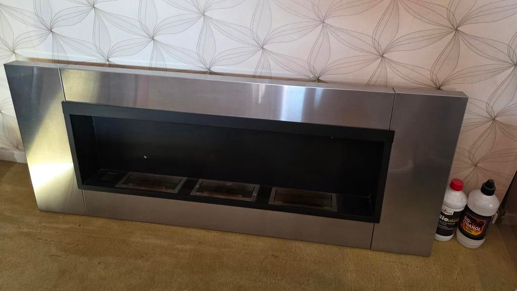 Gelhaard RVS/zwart inclusief 1,5L bio-ethanol, Huis en Inrichting, Haarden, Ophalen, Gebruikt, Hangende haard, Gelhaard