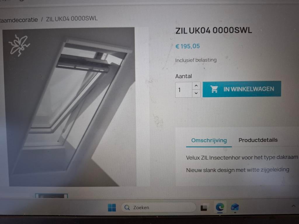 Velux insectenhor voor verschillende dakramen waaronder UK04, Doe-het-zelf en Verbouw, Deuren en Horren, Ophalen, 80 tot 100 cm