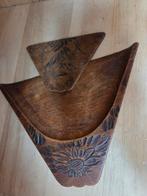 Houten kruimelblik en veger met bloemmotief, Ophalen of Verzenden