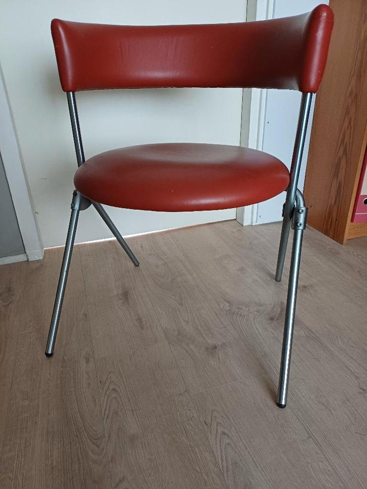 2 stoelen SZ09 Spectrum Werner Blaser, Huis en Inrichting, Stoelen, Gebruikt, Twee, Leer, Metaal, Stof, Rood, Ophalen of Verzenden