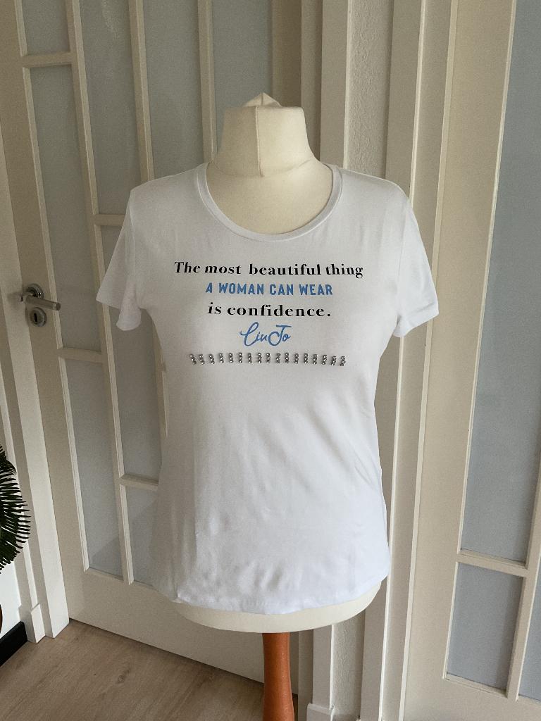 Liu jo T shirt met strass nieuw mt.m, Maat 38/40 (M), Liu Jo, Wit, Nieuw