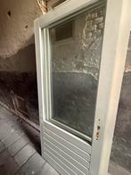 2 hardhouten openslaande deuren, voorzien van dubbelglas,, 200 tot 215 cm, Hout, Ophalen, 100 tot 120 cm