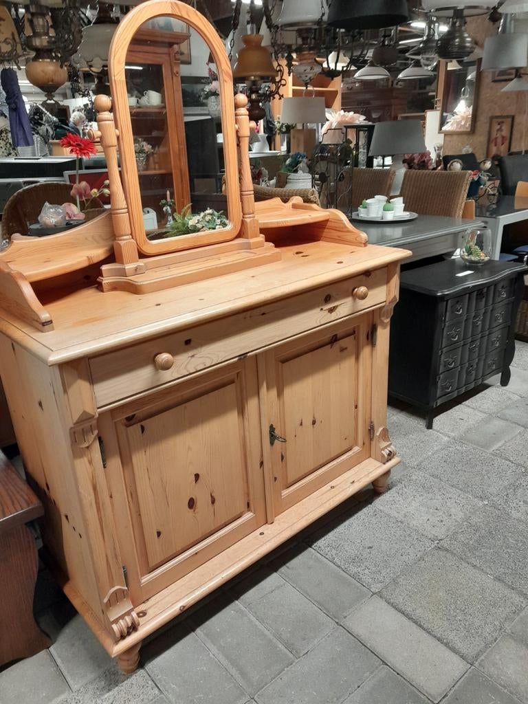 Grenen dressoir met losse spiegel, Ophalen