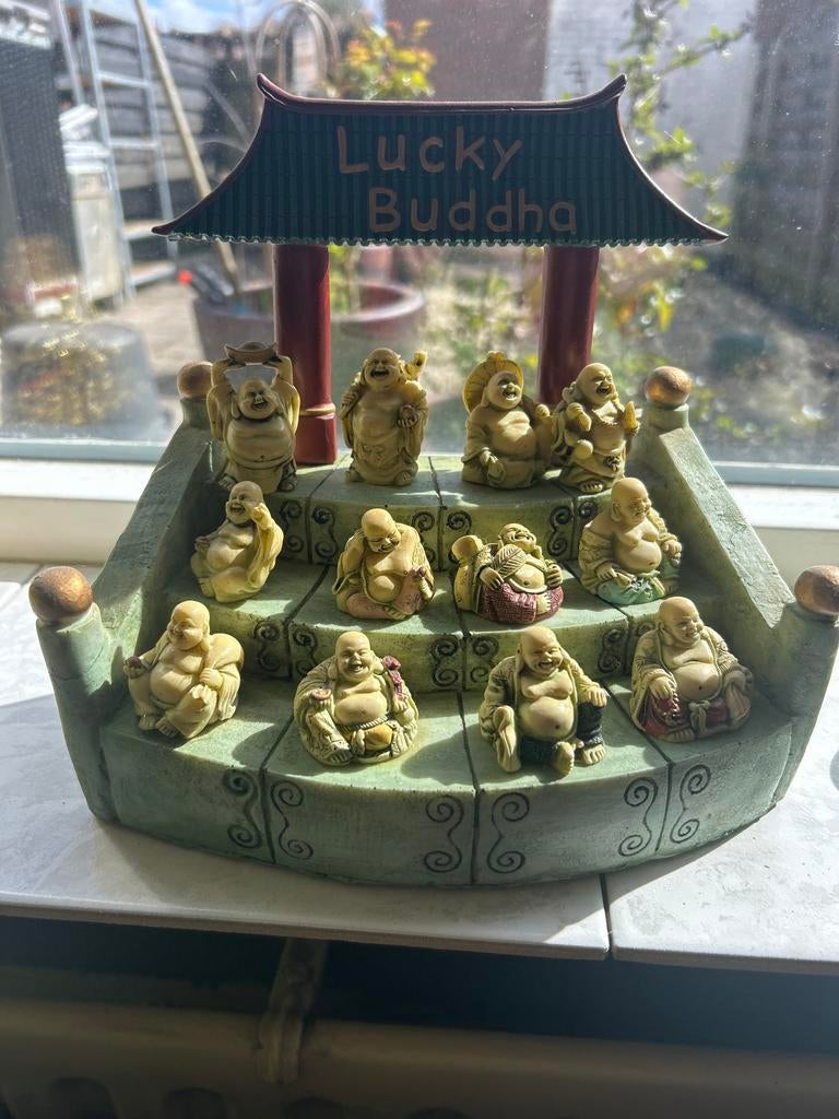 Lucky Buddha beeldjes op standaard, Verzamelen, Ophalen of Verzenden, Gebruikt, Overige typen