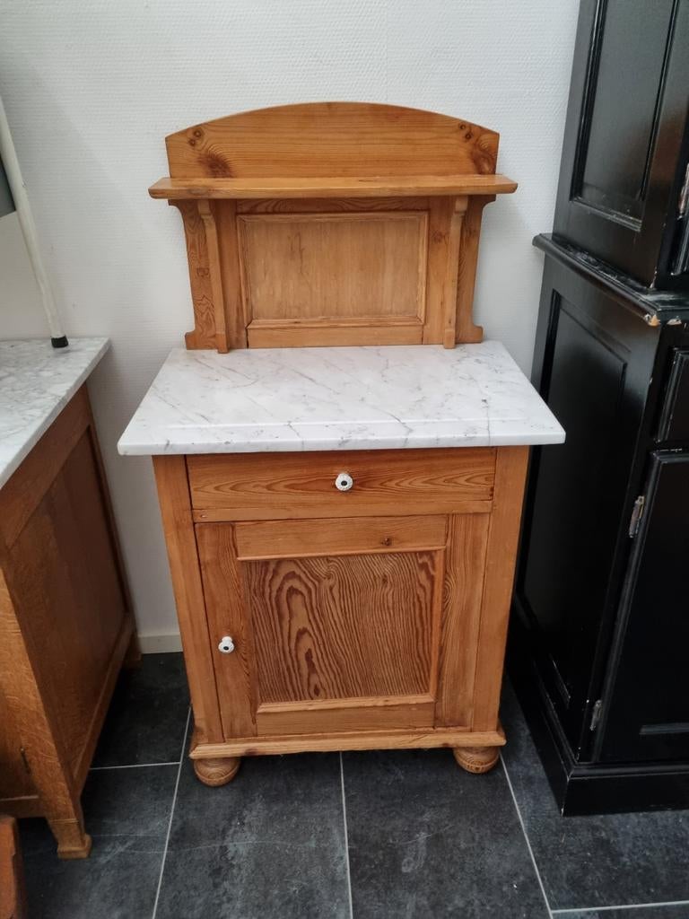 Vintage antieke commode nachtkastje met marmeren blad, Antiek en Kunst, Antiek | Meubels | Kasten, Ophalen
