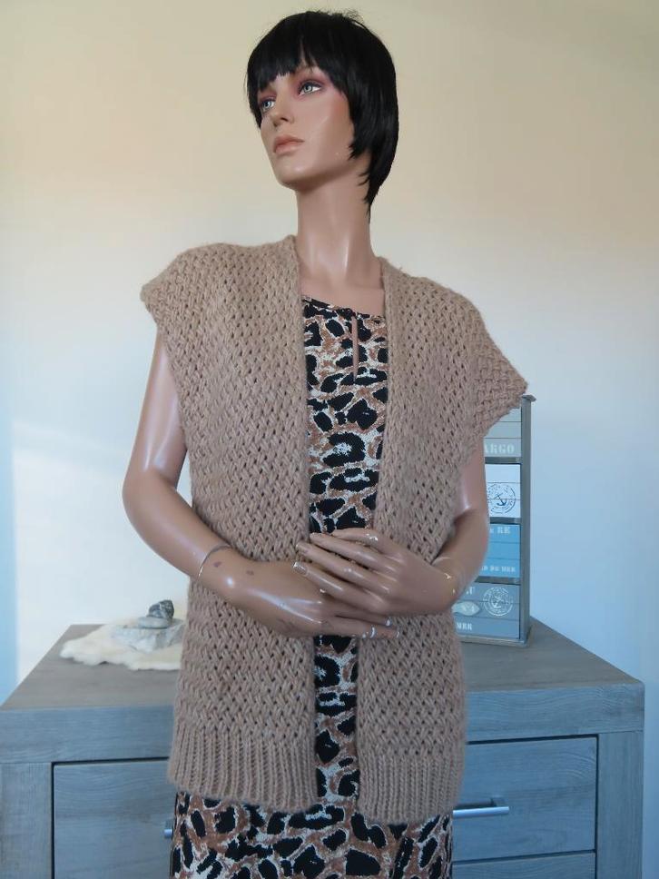 ENJOY Geweldige Mooi Beige Bruin Gebreid Vest M-L 40, Kleding | Dames, Truien en Vesten, Zo goed als nieuw, Maat 38/40 (M), Beige