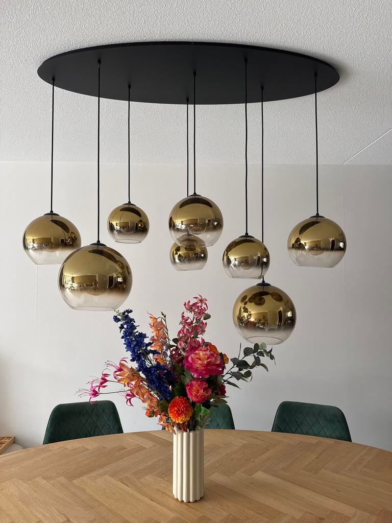 Eetkamerlamp met 8 bollen inclusief Philips Hue, Ophalen, Gebruikt, Metaal, 75 cm of meer