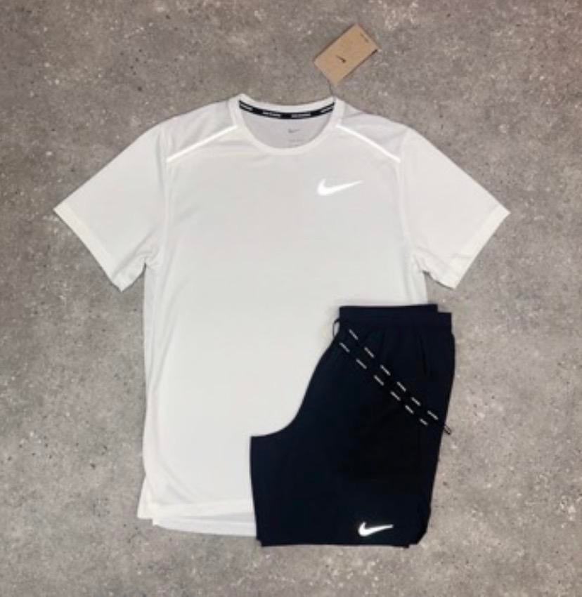 Nike Miller Zomersetje - Wit T-shirt & Zwarte Short, Kleding | Heren, Sportkleding, Wit, Nieuw, Overige maten, Ophalen of Verzenden