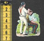 Soldaat bij de kapper antiek poezieplaatje (787), Verzamelen, Poesieplaatjes, Ophalen of Verzenden