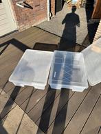 2x IKEA SAMLA opbergbakken met deksel, transparant, Gebruikt, 40 tot 60 cm, Minder dan 35 cm, Bak of Kist