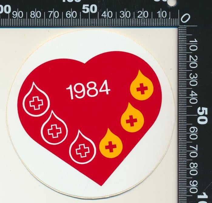 Sticker: Rode Kruis - 1984, Verzamelen, Ophalen of Verzenden, Zo goed als nieuw, Bedrijf of Vereniging