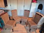 4 rotan stoelen, Ophalen, Gebruikt, Bruin, Hout