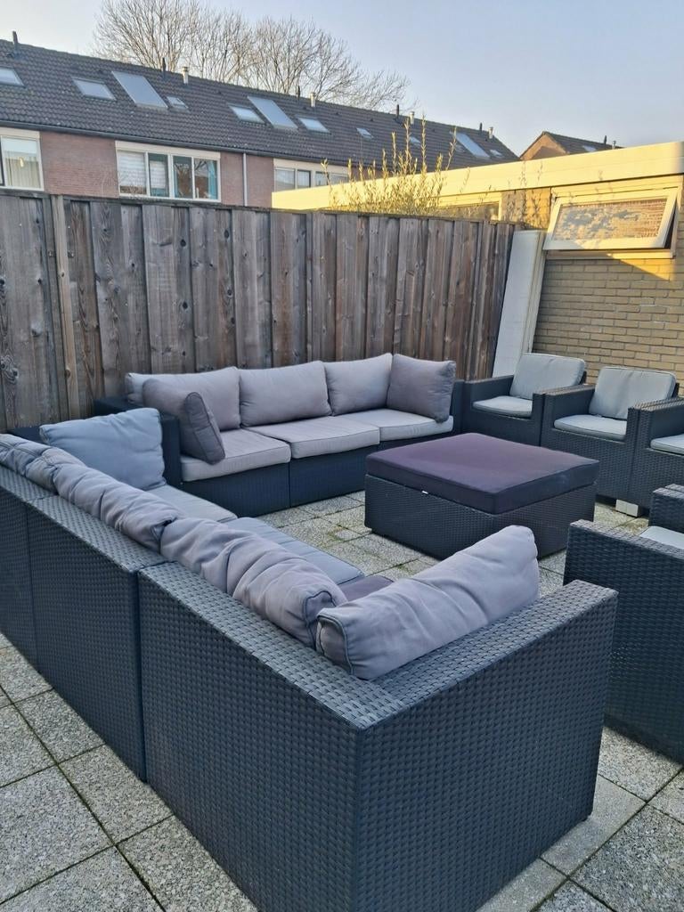 Grote loungeset met 2 losse stoelen en hocker, Tuin en Terras, Tuinsets en Loungesets, Meer dan 8 zitplaatsen, Ophalen of Verzenden