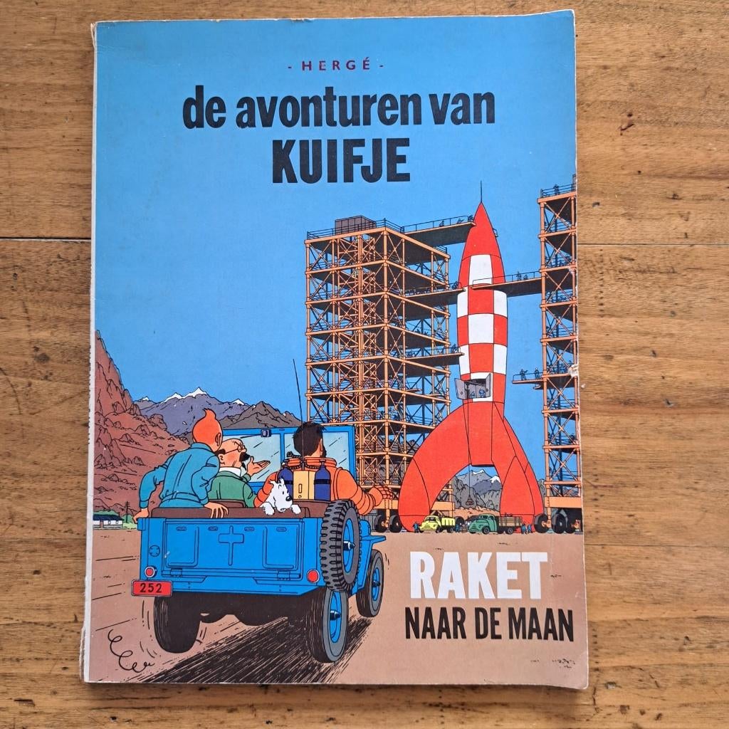 Hergé - De Avonturen van KUIFJE - Raket naar de Maan, Gelezen, Eén stripboek, Ophalen of Verzenden, Hergé
