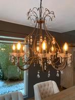 Bronzen kroonluchter met LED verlichting en kristallen, Huis en Inrichting, Lampen | Kroonluchters, Ophalen, Zo goed als nieuw