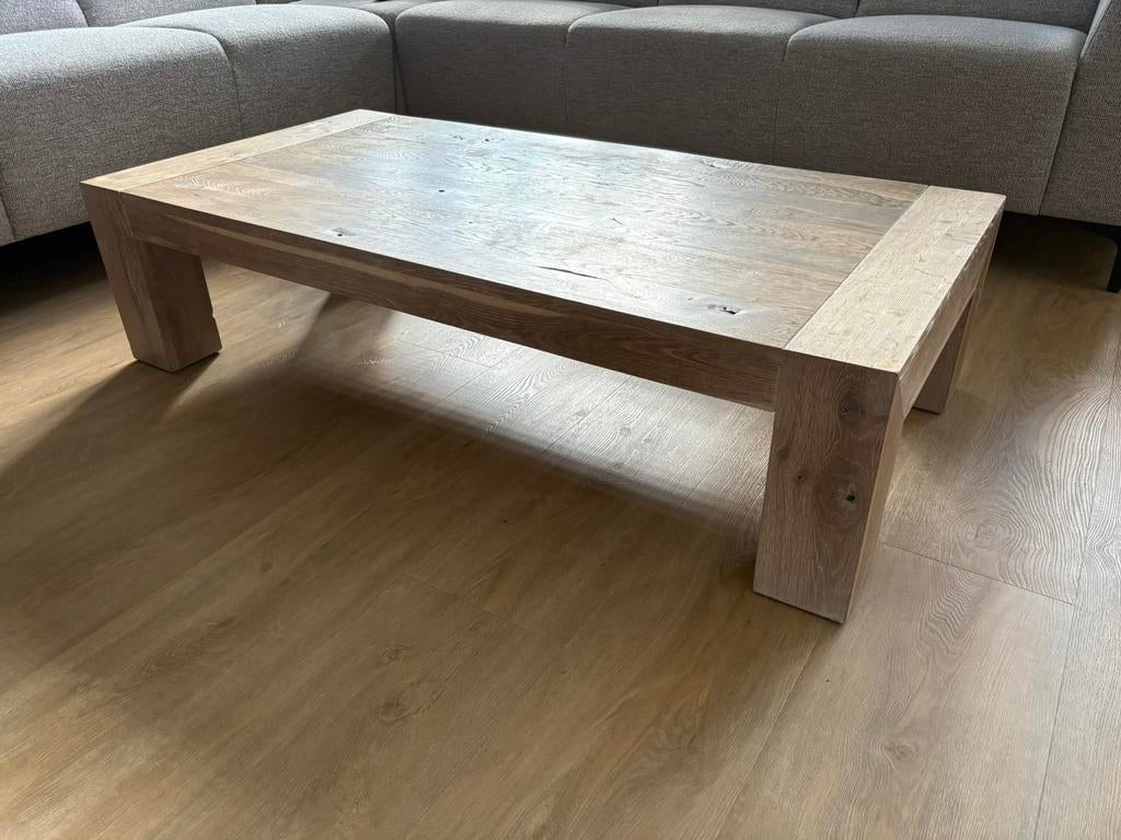 Massief eikenhouten salontafel, Huis en Inrichting, Tafels | Salontafels, Ophalen, 100 tot 150 cm, Eikenhout, 50 tot 100 cm
