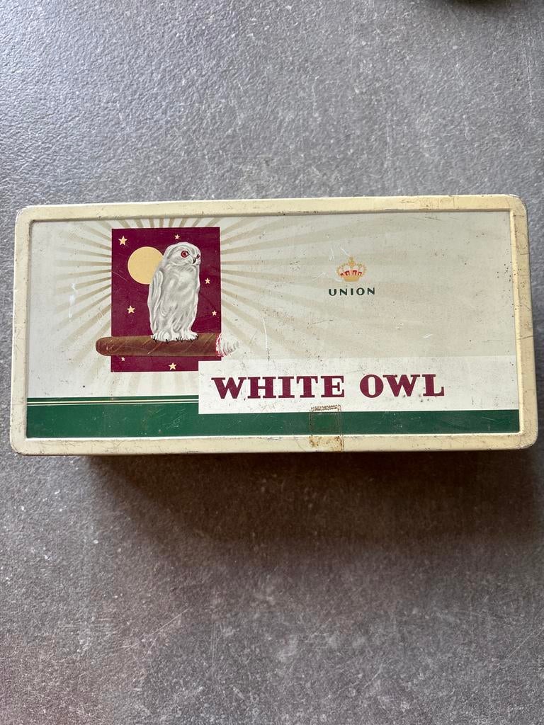 Vintage White Owl sigarenblik La Bolsa Kampen (1950-1970), Verzamelen, Ophalen of Verzenden, Gebruikt, Overige, Overige merken
