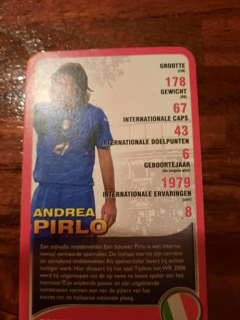 Top Trumps Europese Voetbalsterren - Andrea Pirlo, Verzamelen, Ophalen
