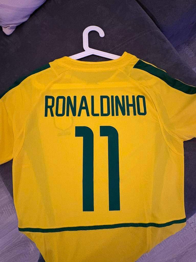 Retro Ronaldinho Brazilië WK 2002  - L barca ronaldo kaka, Ophalen of Verzenden, Nieuw, Maat 52/54 (L), Geel