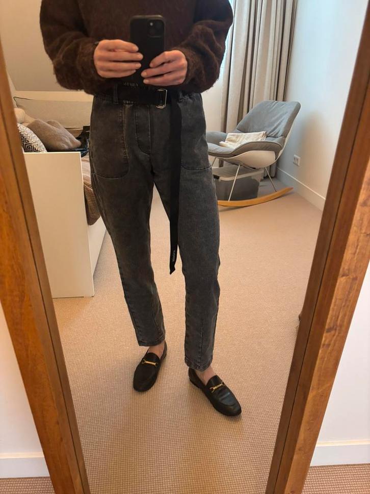 10DAYS belted pants washed, Kleding | Dames, Broeken en Pantalons, Zo goed als nieuw, Maat 34 (XS) of kleiner, Grijs, Lang, Ophalen of Verzenden