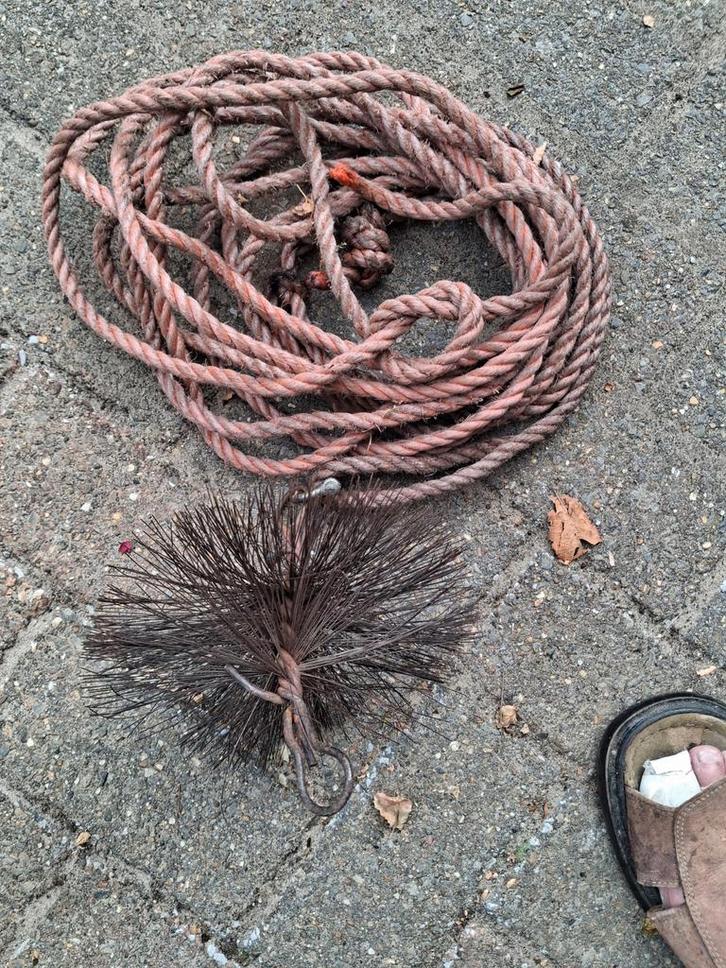 Schoorsteenveegset - Borstel en Touw, Doe-het-zelf en Verbouw, Overige Doe-het-zelf en Verbouw, Gebruikt, Ophalen of Verzenden