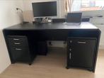 Zwart houten bureau | incl. 2 ladekastjes | direct ophalen, Huis en Inrichting, Bureaus, Ophalen, Bureau