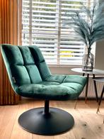 Dutchbone Bar Fauteuil groen fluweel ZGAN, Huis en Inrichting, Fauteuils, Ophalen, Lounge, 75 tot 100 cm, Zo goed als nieuw