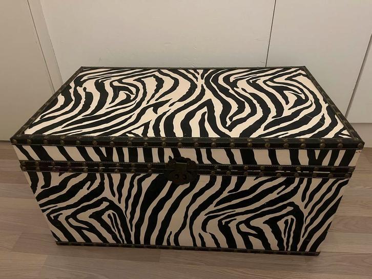 Verkleedkist / Dekenkist met Zebra patroon, Huis en Inrichting, Woonaccessoires | Kisten, Gebruikt, Minder dan 50 cm, Minder dan 50 cm
