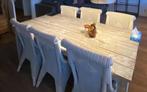 6 Vintage Rotan Eetkamerstoelen, Ophalen, Gebruikt, Wit, Riet of Rotan