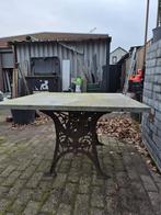 Antiek gietijzeren (tafel)onderstel met natuurstenen blad, Ophalen, Gebruikt, Vierkant, Overige materialen