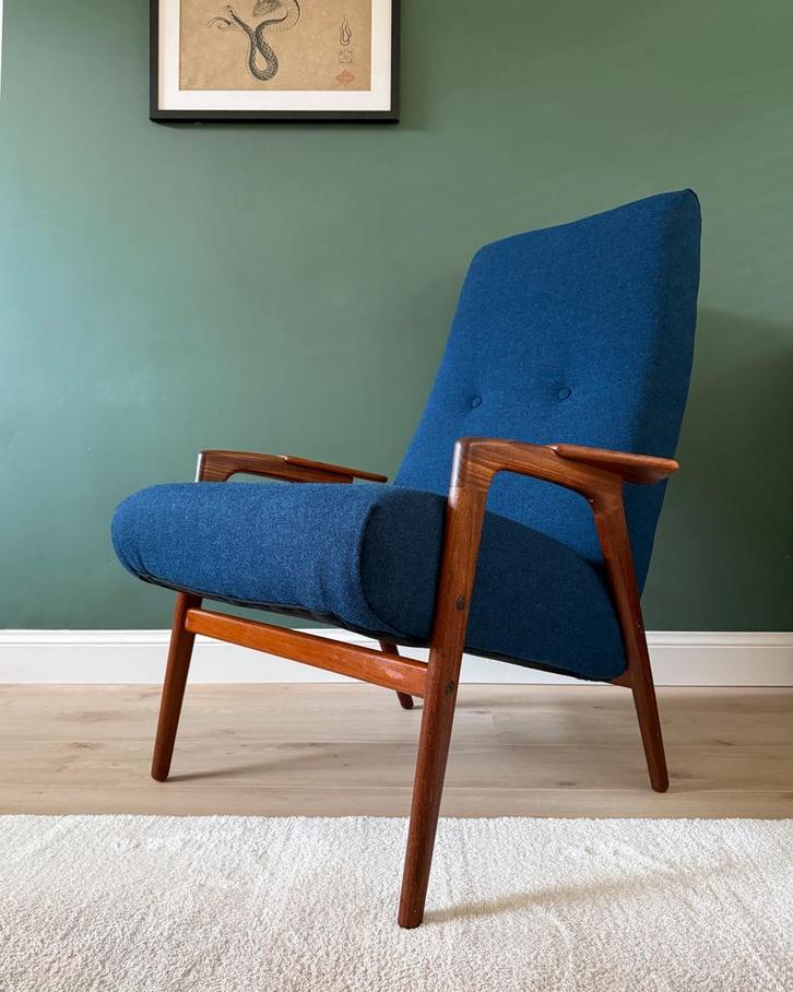 Pastoe FT08 ‘Ruster’ | Yngve Ekström | Gerestaureerd, Huis en Inrichting, Fauteuils, Zo goed als nieuw, Hout, Stof, 50 tot 75 cm