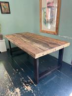 Rustieke houten eettafel, Ophalen, Gebruikt, Rustiek, 200 cm of meer