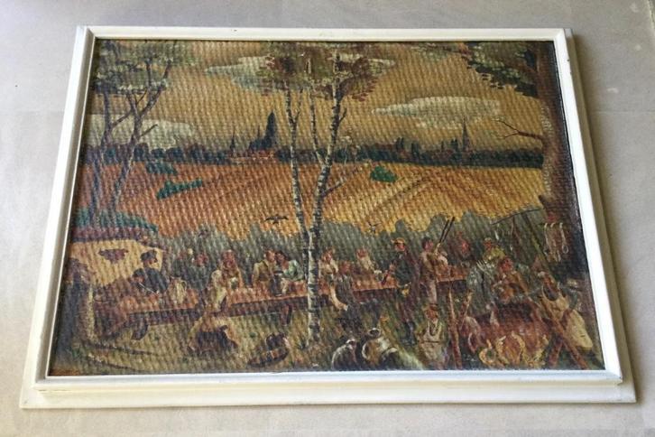 Olieverfschilderij op paneel van A.Goyvaerts gesigneerd, Antiek en Kunst, Kunst | Schilderijen | Klassiek, Ophalen of Verzenden