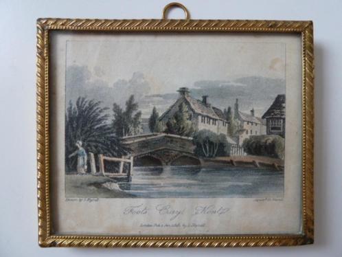 Antieke Engelse litho/zeefdruk in vuurverguld bronzen lijst, Antiek en Kunst, Kunst | Litho's en Zeefdrukken, Verzenden