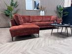 Velvet Velours Goossens Hoekbank - Terracotta - 275 x 188, Huis en Inrichting, Banken | Bankstellen, Ophalen, 250 tot 300 cm, -