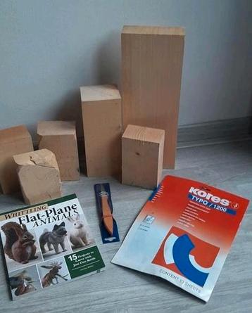 Houtsnijden starterskit – mes, boek, 6 blokjes hout beschikbaar voor biedingen