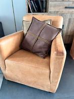 Leren fauteuil cognac kleur, Huis en Inrichting, Fauteuils, Ophalen, Gebruikt, 50 tot 75 cm, Leer