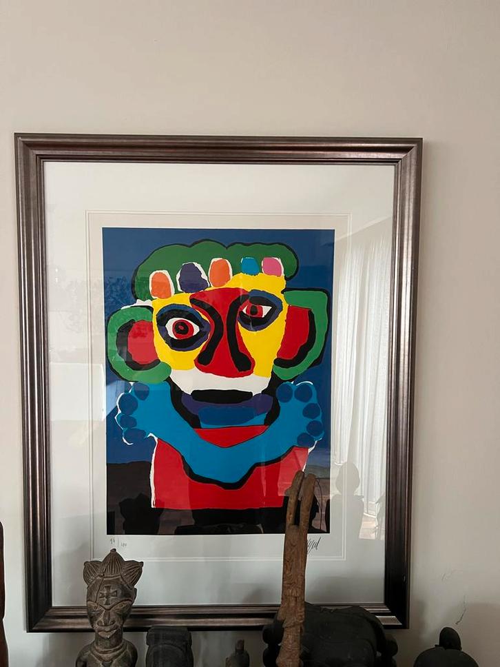 Karel Appel - Clown - Ingelijst, Antiek en Kunst, Kunst | Litho's en Zeefdrukken, Ophalen of Verzenden