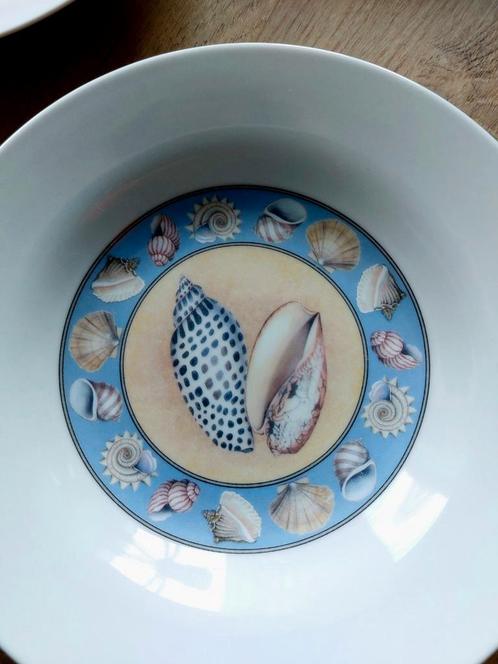 Vijf / 5 prachtige diepe borden schelpen sea life, Huis en Inrichting, Keuken | Servies, Zo goed als nieuw, Bord(en), Overige stijlen