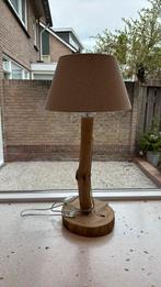 Tafellamp boomstam look met linnen kapje, Huis en Inrichting, Ophalen of Verzenden, Zo goed als nieuw, Minder dan 50 cm